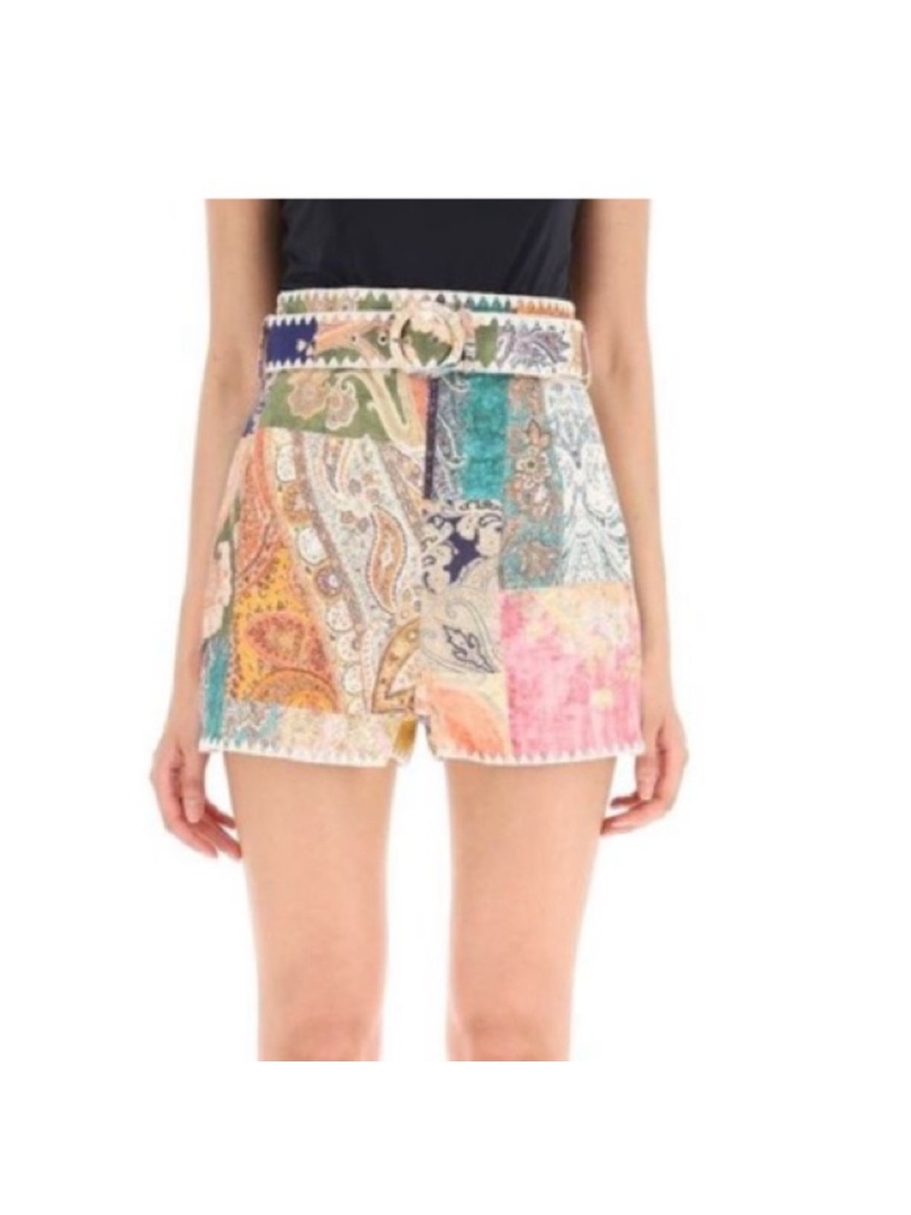 Magaschoni Patchwork Paisley High-Rise Shorts - Multicolor